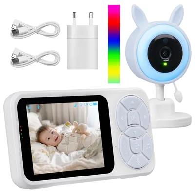 Produktbild von Baby Monitor mit Kamera & Display – 3.5" IPS Monitor, Nachtsicht, VOX, Gegensprechfunktion, Temperaturüberwachung & Schlaflieder