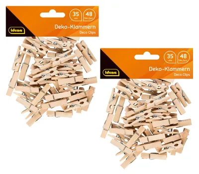 Productafbeelding van Idena 90172 - Miniatuur houten klemmetjes, 96 stuks, ongeveer 3,5 cm lang, voor knutselwerk