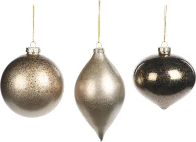 Produktbild von Goodwill Weihnachtskugel Glas Grau-Braun D 10 cm Sonderangebot 3-tlg