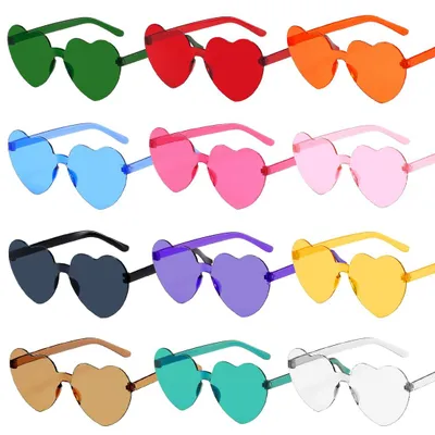 Imagen del producto de Gafas de sol con forma de corazón, 12 unidades, gafas de fiesta de colores para el carnaval