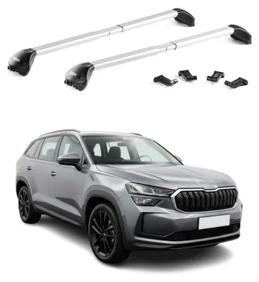 Image de Barres de toit transversales pour Skoda Kodiaq II 2024-2026 Aluminium Gris ABE, Image générée par une IA