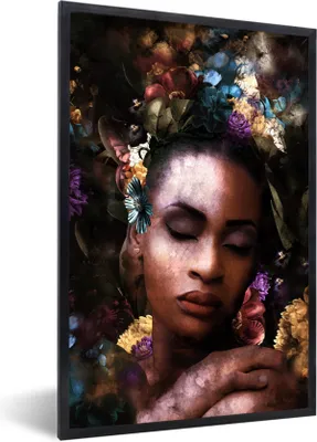 Produktbild von MuchoWow® MuchoWow® Gerahmtes Poster Frau - Farbe - Flora 60x90 cm - Poster mit zchwarzem Bilderrahmen - Kunst