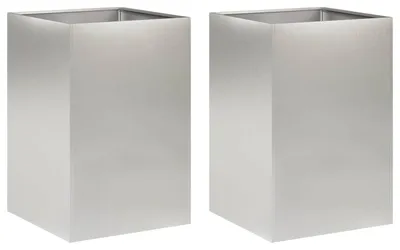 Zdjęcie produktu dla vidaXL Donice ogrodowe, 2 sztuki, srebrne, 40 x 40 x 75 cm, stal nierdzewna