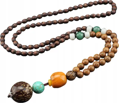 Produktbild von NEPAL BUDDHA MALA Tibetische Holzkette Handgemachtes Amulett