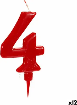 Produktbild von Kerze Rot Geburtstag Zahle 4 (12 Stück)
