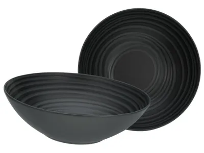 Produktbild von CreaTable, 33004, Lava Stone Schwarz, Salatschüssel 2-tlg, Steinzeug