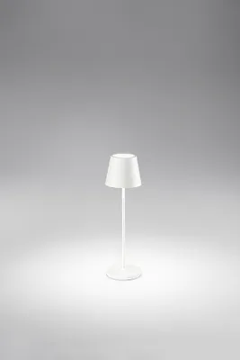 Produktbild von Wiederaufladbare 2-W-LED-Tischleuchte (3000 K, IP54), Serie 8124, mattweiß, modernes Metalldesign, per Berührung dimmbar - Perenz