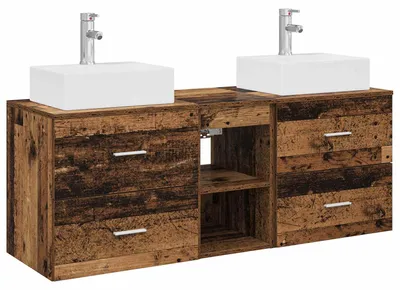 Image de vidaXL Ensemble de 3 armoires de salle de bain en bois de récupération, 49,5 x 41 x 62,5 cm