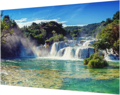Produktbild von Wandtapete - Dekorative Tapete für Wohnzimmer- Tapetenfolie für Wanddekoration - 104x70 cm - Wasserfalllandschaft