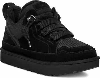 A black Ugg Lowmel sports shoe is shown from the side on a white background.