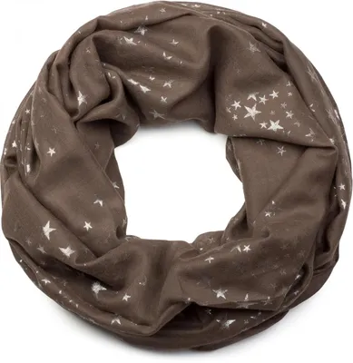 Produktbild von styleBREAKER Damen Loop Schal mit Metallic Sterne Print | Glitzer Schlauchschal ca. 89 x 75 cm | Leichter Rundschal für Frühjahr & Herbst