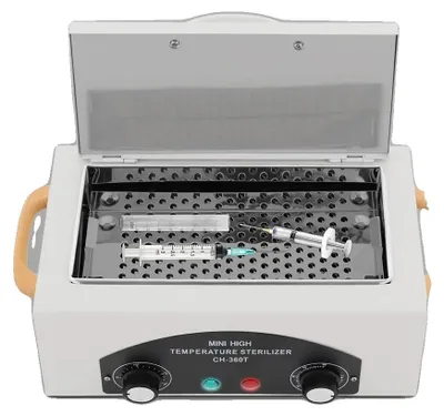 Obrázok produktu pre Sterilizátor horúcim vzduchom, 300 W, nastaviteľný časovač, ohreje až na 220 °C, odolná liatina a nerezová oceľ, vhodný pre nástroje osobnej hygieny