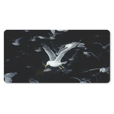 Produktbild von MuchoWow® Schreibtischunterlage Vogel - Schwarz - Schwarm 80x40 cm - XXL Mauspad - Gaming Mauspad