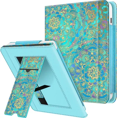 Produktbild von Fintie Hülle kompatibel für Tolino Vision 6 (2021) / Kobo Libra 2 (2021) - Kickstand Schutzhülle mit Kartenfach Handschlaufe und Auto Sleep/Wake Funktion, Jade