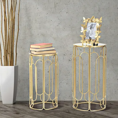 Immagine prodotto di Kuldig - Tavolino da Salotto, 37x37x70h cm oro, set da 2