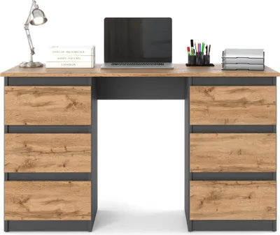 Zdjęcie produktu dla Biurko Komputerowe Szkolne Nowoczesne Loftowe 120Cm Loft Szary Wotan Ofi