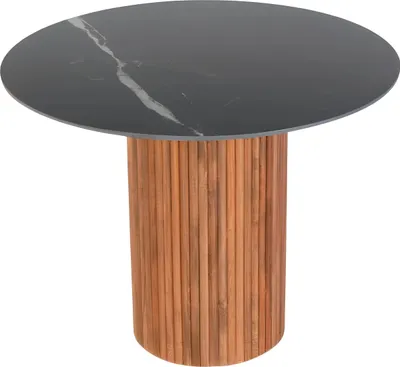 Image de Table à manger noire et marron Table ronde design Meubles modernes en bois