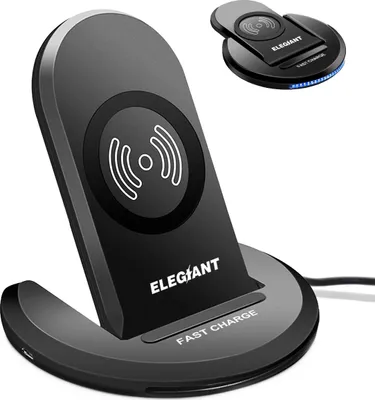 Produktbild von ELEGIANT Wireless Charger Induktions Ladegerät Qi Charger Drahtlose Faltbare Schnellladegerät für Samsung Galaxy S20+ S8 S7 Edge/10/9/8, iPhone 12/SE /11 Pro/8 Plus und alle Qi Fähige Geräte