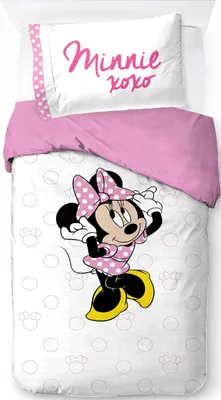 Produktbild von Disney Minnie Mouse 100% Baumwolle Einzelbett-Bettbezug-Set – Enthält K