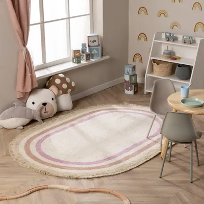 Zdjęcie produktu dla Volero - Owalny prany dywan dziecięcy - Milo Różowy - 80x120 cm