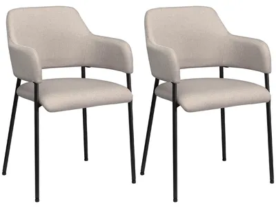 Produktbild von HOMCOM 2er Set Esszimmerstühle Küchenstuhl mit Rückenlehne, Leinenoptik Beige