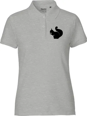 Produktbild von Huuraa Damen Polo Shirt Eichhörnchen Silhouette S Sport Grey Bio Baumwolle Fairtrade Poloshirt Geschenkidee