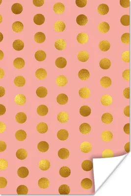 Produktbild von MuchoWow® Poster Muster - Rosa - Gold - Polka dots 60x90 cm - Wanddekoration