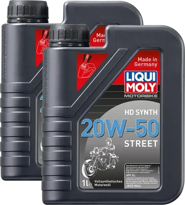 Zdjęcie produktu dla Olej silnikowy Liqui Moly Motoröl Motorbike HD Synth 20W-50, kompatybilny z motocyklami Harley Davidson