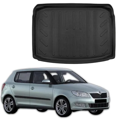 Produktbild von SCOUTT | Kofferraumwanne Laderaumwanne Kompatibel mit Skoda Fabia 2 Hatchback 2007-2014, mit Hoher Rand, Kofferraum-Schutzmatte, Geriffelt, Aufrollbar, Schwarz