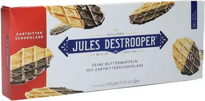 Produktbild von Jules Destrooper Feine Butterwaffeln Zartbitterschokolade 100g