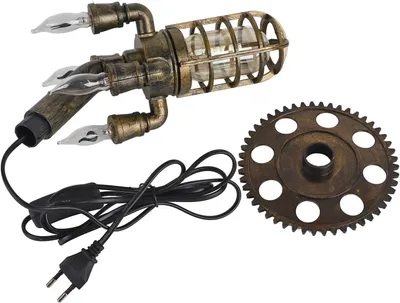 Produktbild von Industrial Steampunk Lampe Vintage, dekorative Tischleuchte mit Flammenlampe für Schlafzimmer, Büro & Wohnzimmer