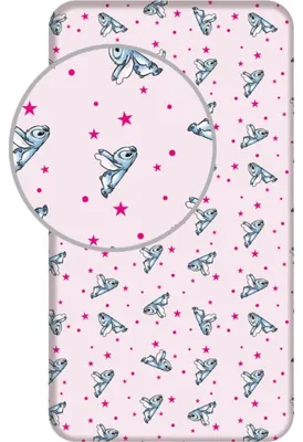 Imagen del producto de Sábana Lilo y Stitch, estrellas rosas, 90x200x25 cm