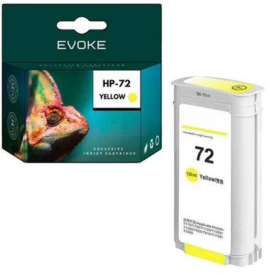 Imagen del producto de Cartuchos compatibles con Evoke para la impresora HP 72 C9373A, color amarillo, 130 ml, compatibles con los modelos DesignJet T1100, T1120, T1300, T610 y T770
