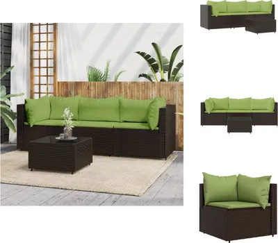 Produktbild von vidaXL 4-tlg. Garten-Lounge-Set mit Kissen Braun Poly Rattan - Gartensofas