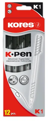 Produktbild von Kores 39721, Clip, Stick-Kugelschreiber, Schwarz, 12 Stück(e), Medium
