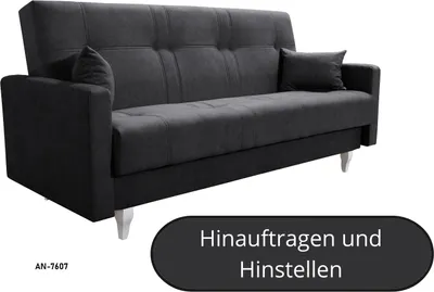 Produktbild von Schlafcouch LUDWIK, Bettkasten und Schlaffunktion, Schlafsofa - Graphitgrau