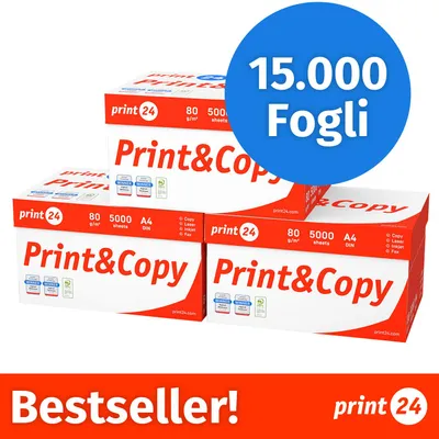 Immagine prodotto di NUOVO: print24 Carta per stampanti e fotocopie 15000 fogli 30 x 500 A4 Premium Bianco brillante CIE 160 Vincitrice del test Certificata PEFC