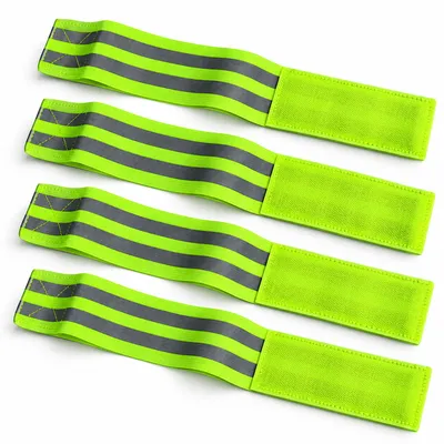 Produktbild von PRECORN Reflektorband 4er Set 40 x 5 cm Neon – Reflektierende Armbänder mit Klettverschluss für Joggen, Fahrrad & Outdoor