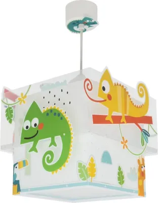 Produktbild von Bunte Kinder Deckenleuchte Happy Jungle Chamäleon mit ausgestanzten Motiven