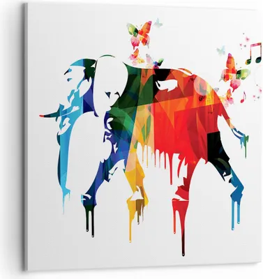 Produktbild von Bild auf Leinwand - Leinwandbild - Elefant Tierwelt Fantasie - 60x60cm - Wand Bild - Wanddeko - Leinwanddruck - Bilder - Kunstdruck - Wanddekoration - Leinwand bilder - Wandkunst - AC60x60-3079