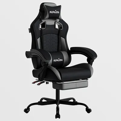 Immagine prodotto di Sedia da gaming ergonomica – Sedia da gaming con poggiapiedi – Imbottitura in memory foam – Schienale extra alto