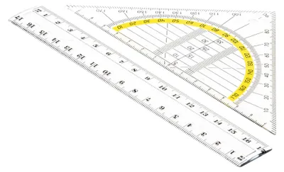 Immagine prodotto di Set di strumenti geometrici TSI (righello da 17 cm e squadra da 16 cm), trasparente, di elevata qualità
