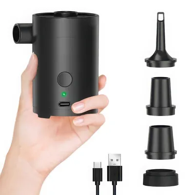 Produktbild von 280L/min elektrische Luftpumpe , 2-in-1 Funktion, kabellos, USB, 4 Aufsätze, leicht, ideal für Camping, Luftbett, Schwimmring, Schlauchboot