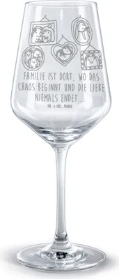 Produktbild von Mr. & Mrs. Panda Weinglas Igel Familie - Transparent - Geschenk, Bilder, Mama, Muttertag, graviert, Glas Rotwein, Rotweinglas mit Gravur, Kelch, für