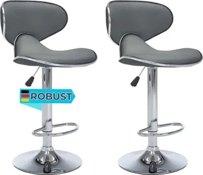 Produktbild von Barhocker SUPRI höhenverstellbar 2er Set Grau Kunstleder | Barstühle drehbar Küchenhocker Thekenhocker für Küche Hausbar