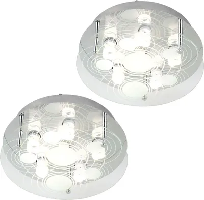 Produktbild von 2x Deckenleuchte, 6-Flammig, Glas satiniert, D 33 cm