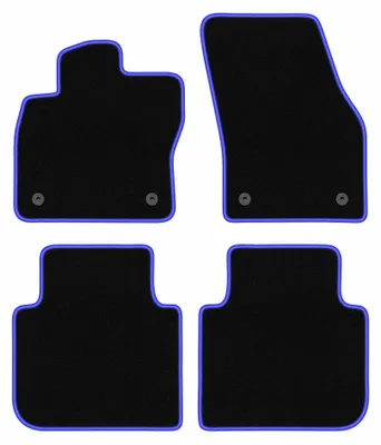 Image de Tapis de sol en moquette pour Skoda Kodiaq 2016- (crossover) – jeu 4 pièces, noir/bleu, sur mesure – Wielganizator CARLUX