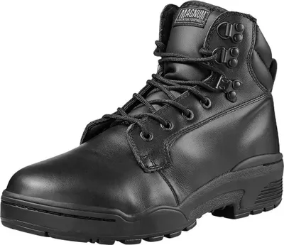 A black Magnum boot is shown against a white background.