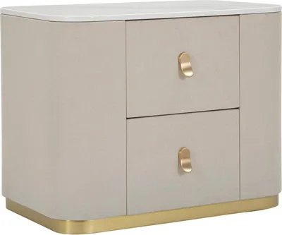 Immagine prodotto di Dmora Comodino Christov 40x60x47h cm Bianco Crema, Apertura Scorrevole Chiusura Scorrevole