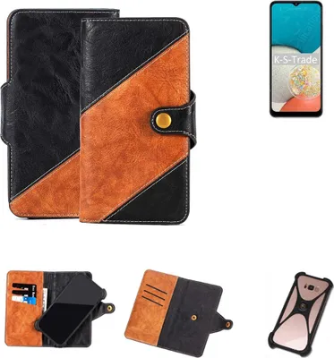 Produktbild von K-S-Trade Handyhülle Schutzhülle Bookstyle Case Wallet-Case kompatibel mit Samsung Galaxy Wide5 Handy Cover Bumper Klapphülle schwarz hellbraun 1x